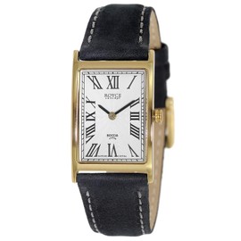 Boccia 3285-09 Women's Analogue Quartz Watch with Leather Strap, Gold/Black, Strap.