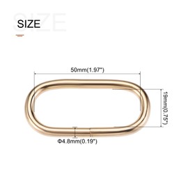 METALLIXITY Metal Oval Ring Buckles (50 x 19 x 4.8 mm) Pack of 6 Oval Adjuster Sliding Buckles - for Leather Purse Handbag Strap Bag Making Repair Gold Tone, Gold Tone