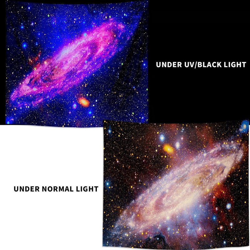 Psyhilar Blacklight Posters for Adults and Teens, Space Galaxy Backdrop