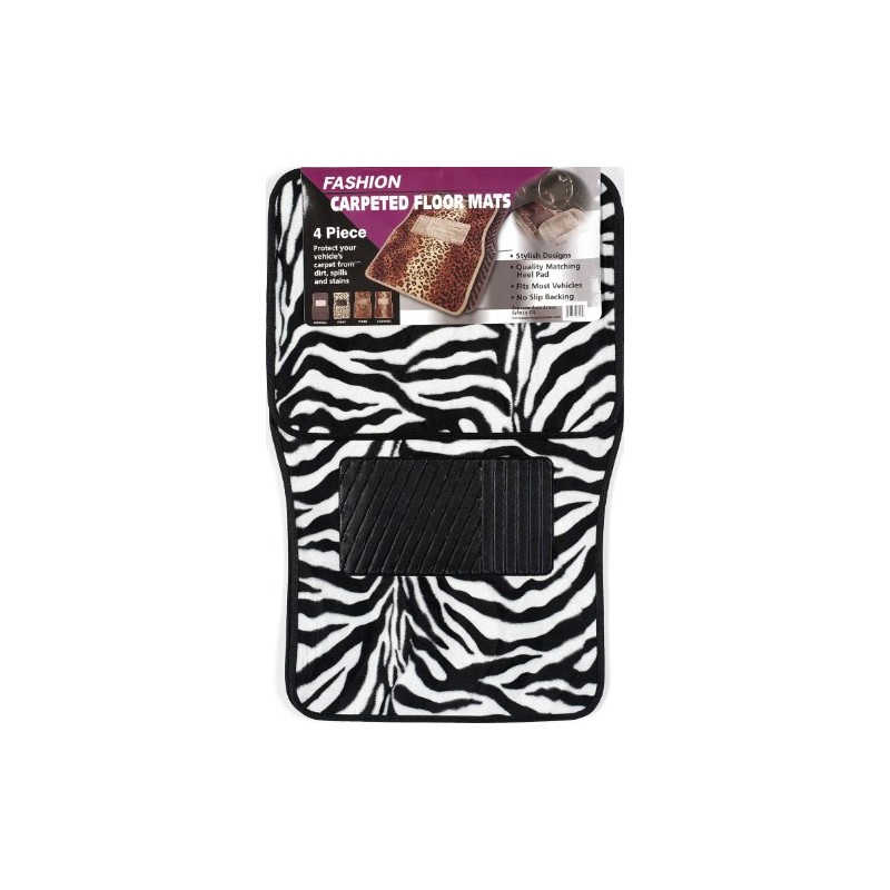 Luxury Driver 44068 Fashion Zebra Black/White Carpet Floor Mat Set