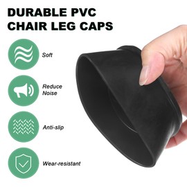 M METERXITY 4-Pack Chair Leg Caps, 3 Inch(76mm) PVC Chair Leg Floor Protectors for Folding Chairs/Metal Chairs/Furniture Table/Hardwood Floors, Round Non-Slip Cover End Tips [Black]