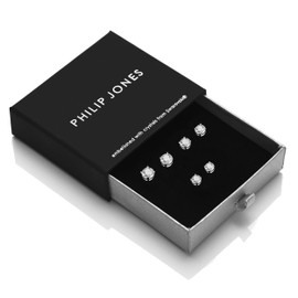 Philip Jones Three Pack of Silver Plated 4mm, 5mm & 6mm Earrings Created with Zircondia® Crystals