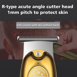 KEMEI-2269 Hair Clipper Barber Cordless Hair Trimmer 0.00mm Zero Gapped Carving - KM-679 Gold