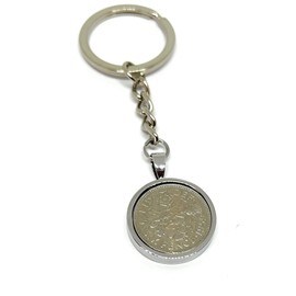 1959 66th Birthday Keyring-British Sixpence Keyring- Mum, Dad, Brother, Sister- 66th Birthday-Coin Keyring, Sixpence Coin, 66th Anniversary Silver