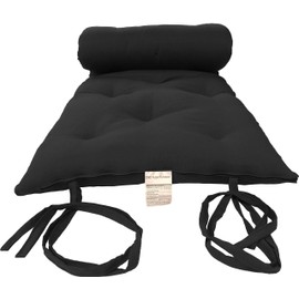 D&D Futon Furniture Queen Size Black Cotton/Foam/Polyester Traditional Japanese Floor Rolling Futon Mattresses, Yoga Meditation Mats, Beds 3 x 60 x 80