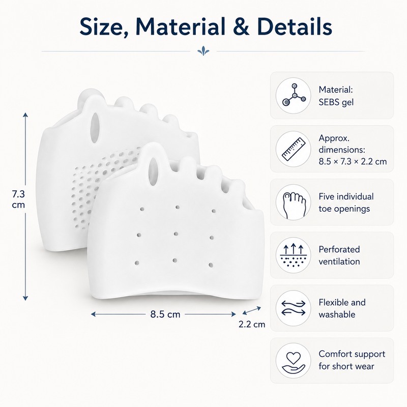 Five-Toe Gel Separator with Forefoot Cushion – Washable Foot Comfort