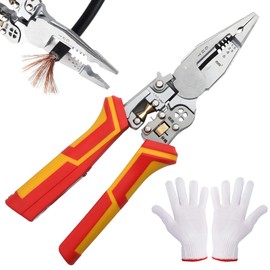 9 in 1 Multifunctional Wire Stripper, Professional Wire Stripper, Electrician Pliers with Current Measurement Function, Portable Electrician Pliers for Crimping, Cutting, Pulling, Winding, Splitting
