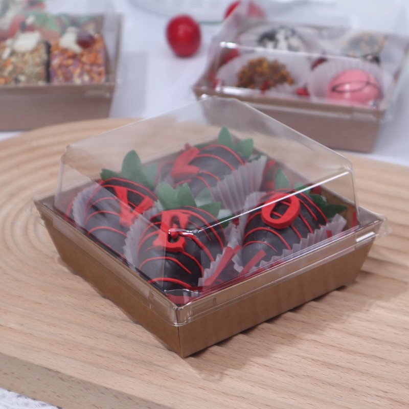 ROSPAKTEK 60 Pack Bakery Boxes - 4x4x2.5 Inch Charcuterie &