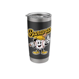 Funny Bananas Baseball Team Mascot Cartoon Fruit Sports Fan Stainless Steel Insulated Tumbler