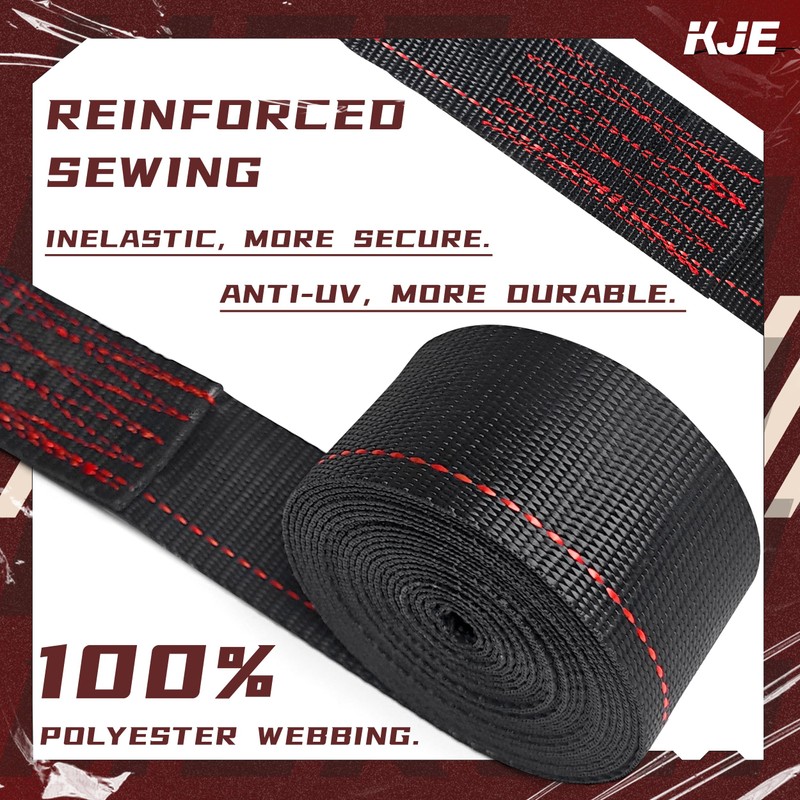 KJE E-Track Ratchet Straps, 8 Pack Black 2" x16' Heavy