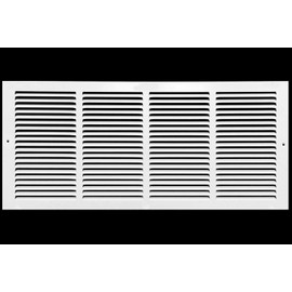 HVAC Premium 24'' x 12'' [Duct Opening] Flat Stamped Steel Return Air Grille - Sidewall and Ceiling - HVAC Vent Duct Cover - White [Outer Dimensions: 25.75''w X 13.75''h]