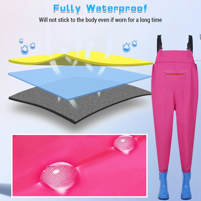 Child Chest Waders Waterproof Youth Fishing Waders with Boots for