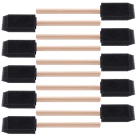 CustomyLife 10 Pcs 1inch Foam Paint Brushes Wood Handle Sponge Painting Brush for Details, Staining, Varnishes, Large Area and DIY Craft Projects