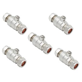TC Isolating Isolation Valve 15mm Full Flow Large Bore Compression Chrome Plated Slotted- Pack of 5