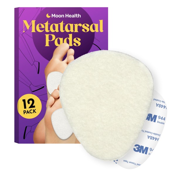 12-Pack Metatarsal Pads for Women and Men - 1/4” Thick, Foot Pads and Ball of Foot Cushions for Women, Shoes, Heels & Pain Relief, Forefoot and Sole Support, Metatarsalgia Mortons Neuroma Sesamoiditis