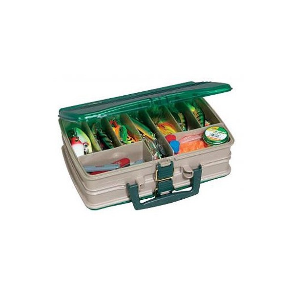 Plano Molding 1120-00 Tackle Box, Satchel-Style, 20-Compartment, Sandstone/Green - Quantity 3