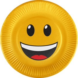 Heku Party Plates Smiley Pack of 10, Diameter Approx. 23 cm, Compostable