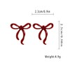 Red Bow Stud Earrings for Women S925 Sterling Silver Post