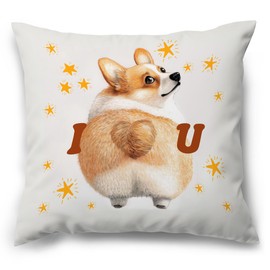 MNASAIOO Funny Corgi Dog I Love You Valentines Day Decorative Throw Pillow Covers, Cute Corgi Gifts for Dog Lovers Owners Couple Girlfriend, Cute Rustic Pillow Cases Decor for Couch Bedroom 18x18 in