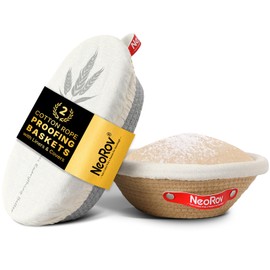 NeoRov Cotton Rope Proofing Basket Set - Oval & Round Sourdough Baskets - Sourdough Proofing Basket & Cloth Cover - Bread Proofing Basket - Sourdough Bread Baking Supplies