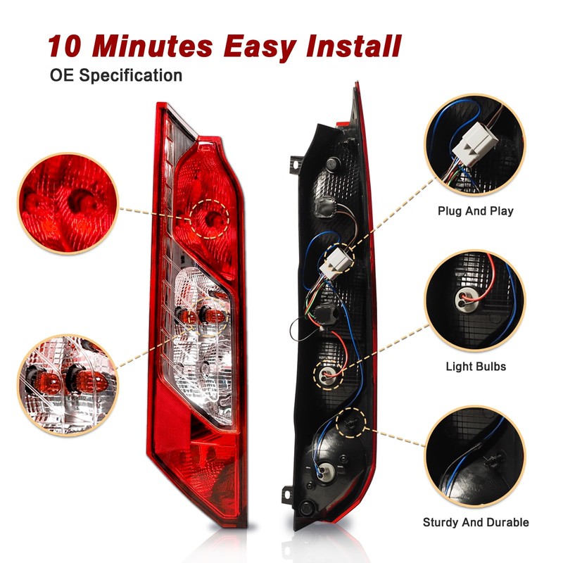 ZSBMP Tail Lights Compatible with Ford Transit Connect 2014-2023 Rear