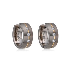 G23 Titanium Hoop Huggie Earrings for Sensitive Ears, Pure Titanium CZ Earrings for Men Women (3CZ)