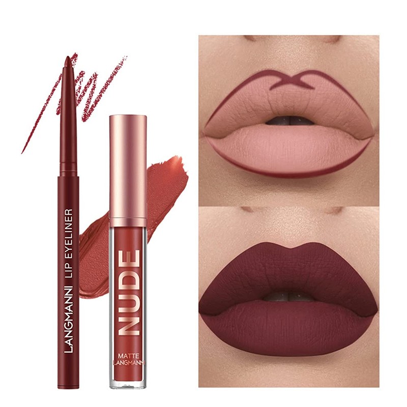 6 Pcs Velvety Matte Lip Gloss + lip Liner Set