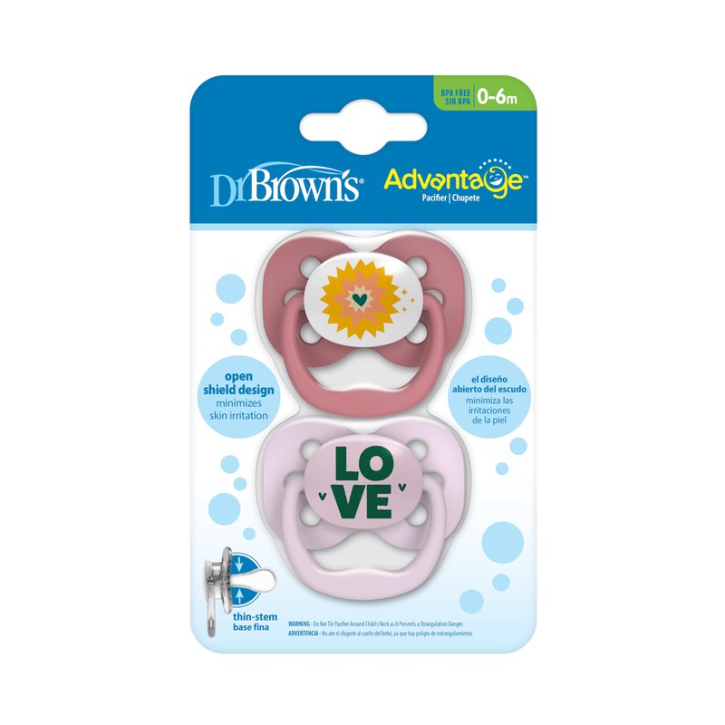 Dr. Brown's Advantage Baby Pacifier, Fully Symmetrical Soother with Soft