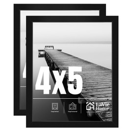 LaVie Home 4x5 Picture Frame 2 pack, Display Pictures 4 x 5 Poster Frame, 4x5 Black Photo Frame with HD Plexiglass, Display Frame for Vertical or Horizontal, Classic Collection