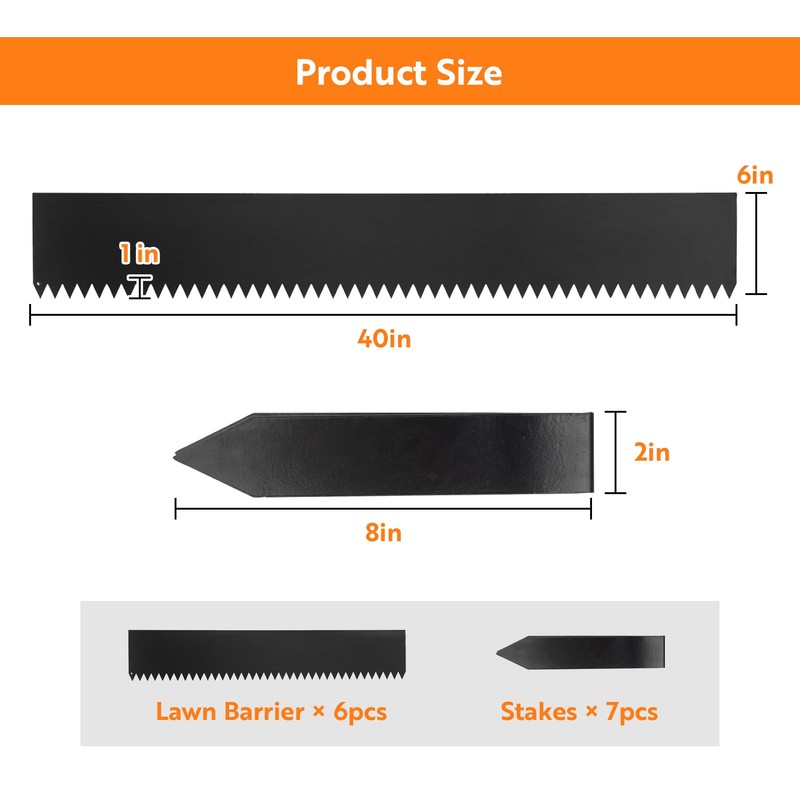 NexiPro Steel Landscape Edging 40" Lx6 H, 6pcs Metal Landscape
