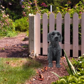 DurableDelights Clever Resin Dog Figurine for Garden Gray Retriever Statue Extraordinarily Life-Like Labrador Dog Statue Home Decor Amazing Likeness Hand Painted Resin 11 inch