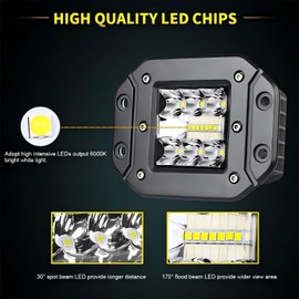 WELLIT LED Work Light 12 V 24 V 2 x 5 Inch LED Headlight Flush Mount Spot LED Pods Cube Additional Headlight Offroad Lighting for Tractor Car SUV Bager