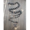 Nazareth Store Hematite Rosary Black Stone Beads Necklace with Jerusalem