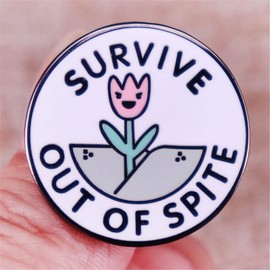 Survive Out of Spite Enamel Brooch Tulip Round Flower Brooch Pin Badge for Backpacks Hats Clothing Jewelry Accessories Fashion Gifts Metal Enamel Metal, Metal, enamel