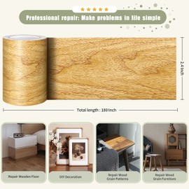 Besezx Wood Grain Repair Tape, 2.4" X15', Self Adhesive Wood Grain Repair Patch for Tables, Chairs, Baseboards, Doors, Windows, Floors, All Kinds of Furniture Renovation, Handicraft DIY. (Natural oak)