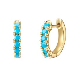 Glanzstücke München Women's Creole Earrings 925 Sterling Silver Yellow Gold-Plated 14 Carat Turquoise (Rect) Turquoise Silver Hoop Earrings, Silver, Türiks