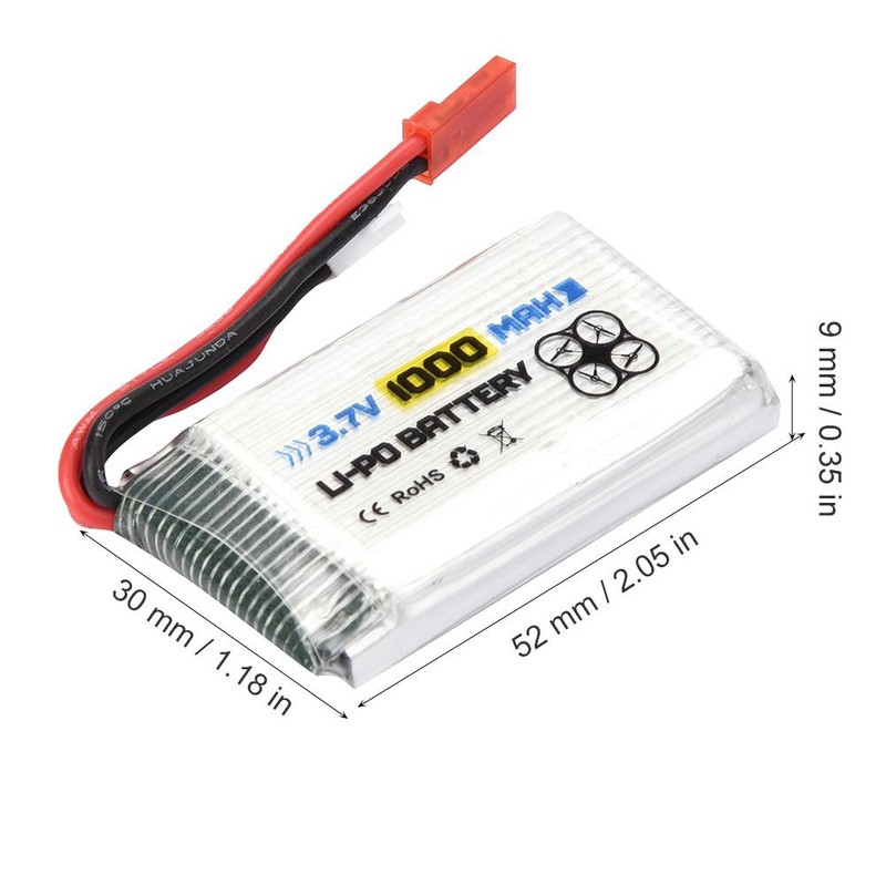ENGPOW 3.7V 1000mAh 25C JST Plug Rechargeable LiPo Battery for