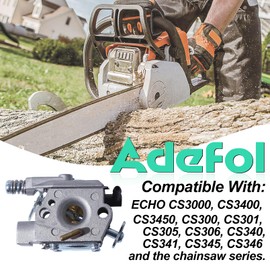 ADEFOL Carburettor Set for Echo CS3000 CS3400 CS3450 CS300 Chainsaw, Carburettor with Spark Plug, Primer Ball Pump, Fuel Filter, Hose Replacement Part Accessories