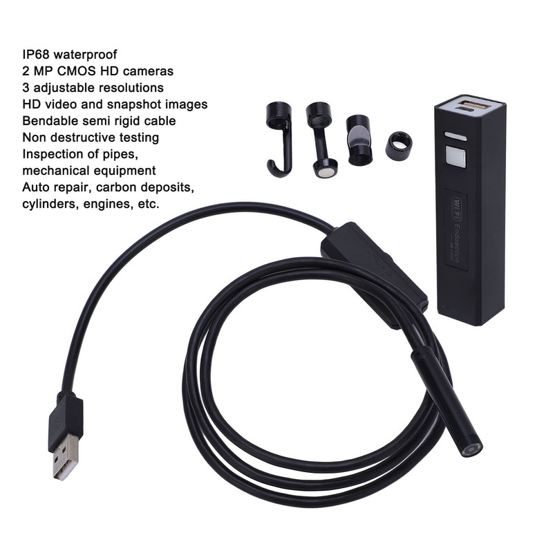 Wireless Endoscope Phone WiFi Borescope Inspection Camera HD IP68 Waterproof