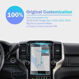 pzswuxie Screen Protector for 2019-2025 Dodge Ram 1500 2500 3500 Big Horn/Laramie/Rebel/Limited/Limited Laramie/TRX 12 Inch Tempered Glass Protective Film Navigation Display Accessories Cover HD