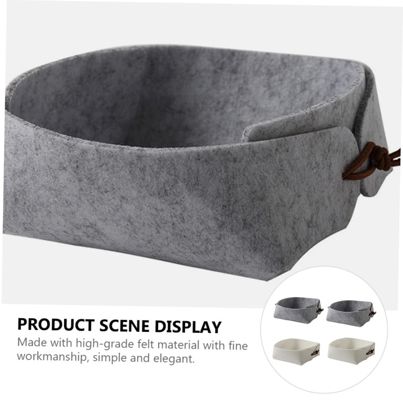 BIUDECO 4pcs Felt Jewelry Storage Bins Storage Box for Desktop