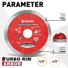 EZARC 4.5 inch Diamond Blade, Advanced Ceramic Diamond Porcelain Cutting Blades for Angle Grinder, 4.5" Tile Blade Wet Cutting for Ceramic and Porcelain (2-Pack)