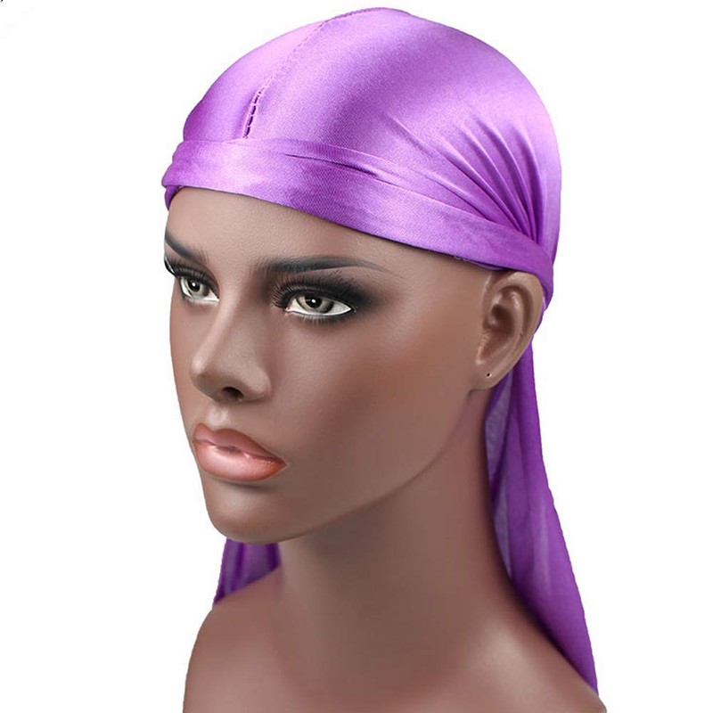 Men Silk Durag Long Straps Bandanas for Men Headwear Waves