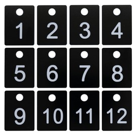 Numbered ABS Plastic Rectangle Key ID Tags Number Plate with Hole (1-50, Black)