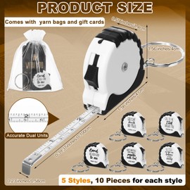 Kingdder 50 Pack Christian Tape Measure Keychains Gift 3 ft Mini Retractable Tape Measure Keychains Inspirational Faith Gifts with Cards for Employees, Church Gatherings, Birthday Party