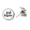 JUANLOWE Just Believe Women's Sayings Stud Earrings, Multi-Colour, Glass