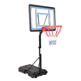 FCH Poolside Basketball Hoop, Adjustable Height 45"-53" Swimming Pool Basketball System with 32" X 23" PVC Backbord 2 Basketball Nets for Both Kids and Adults (Black)