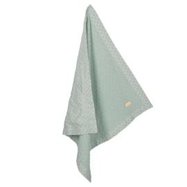 roba Lil Planet Baby Blanket 80 x 80 cm - for Girls and Boys - Organic Cotton - Terry Dots Motif - GOTS Certified - Frosty Green