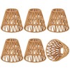 6 PCS E27 Rattan Lamp Shade,Bell Woven Wicker Lampshades Replacement,Paper