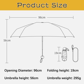 iTYOOS Compact Umbrella, Storm Proof with 8 Ribs Pocket Umbrella, Travel Umbrella, Mini Umbrella, Small Umbrella with UV Protection, Foldable Parasol with Case for Umbrellas, Black, black, Modern